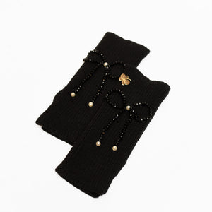 Crystal Bow Fingerless Gloves