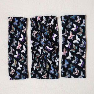 Black Butterflies Crinkle Band